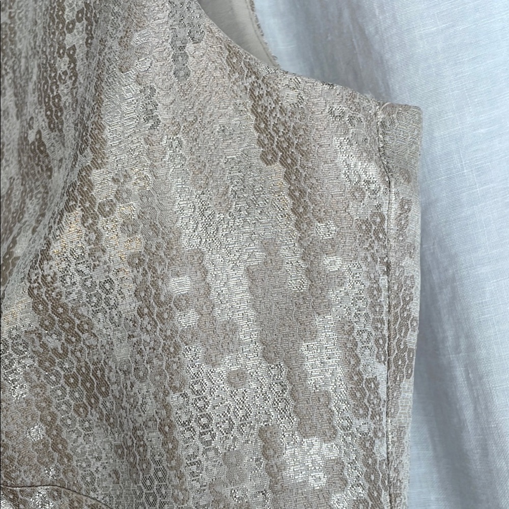 WORN ONCE Trina Turk GORGEOUS Gold Sheath Mini Dress Sleeveless Crew Neck - Picture 4 of 13